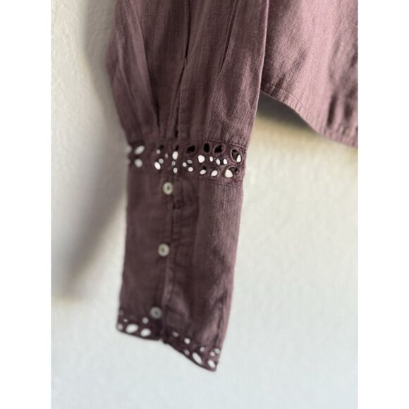 Free People Joi Eyelet Crop Blouse in Roan Rouge Women’s Size Medium - Picture 6 of 13